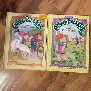 1984 Vintage Cabbage Patch Kids Hardcover Books lot of 2 Bicycle Race Shyest Kid